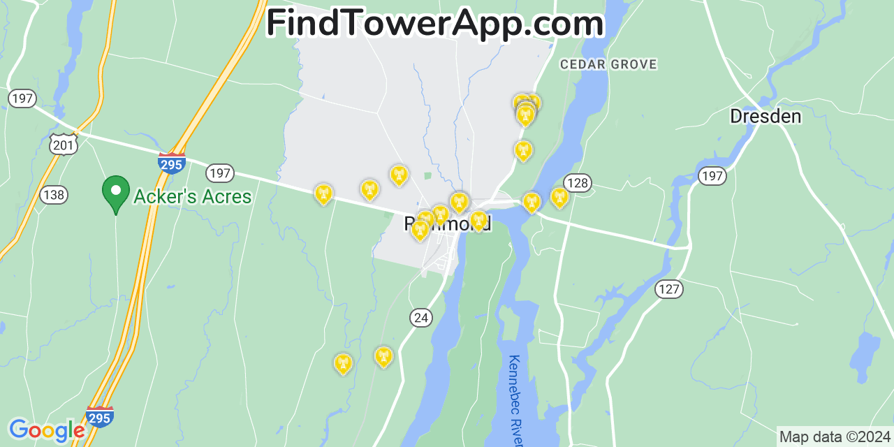AT&T 4G/5G cell tower coverage map Richmond, Maine