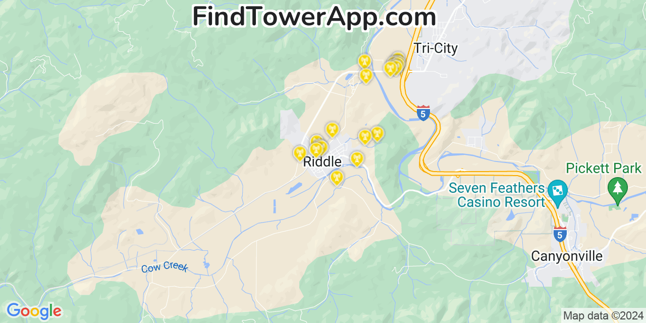 T-Mobile 4G/5G cell tower coverage map Riddle, Oregon