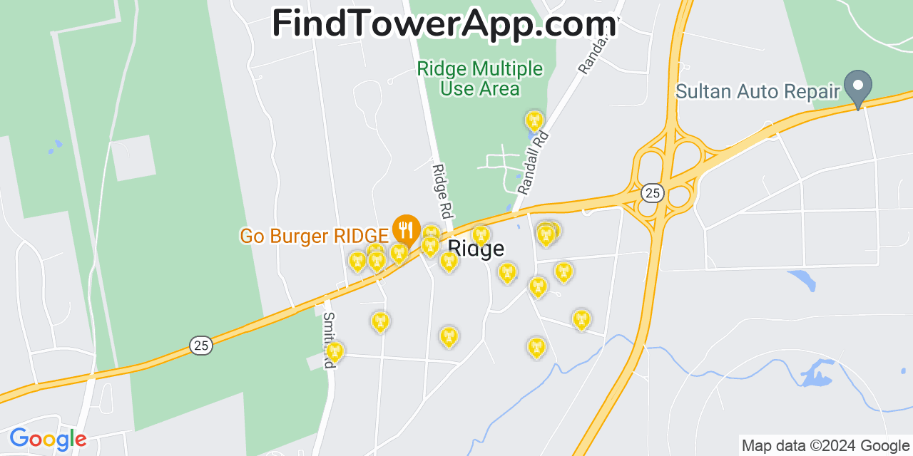 AT&T 4G/5G cell tower coverage map Ridge, New York