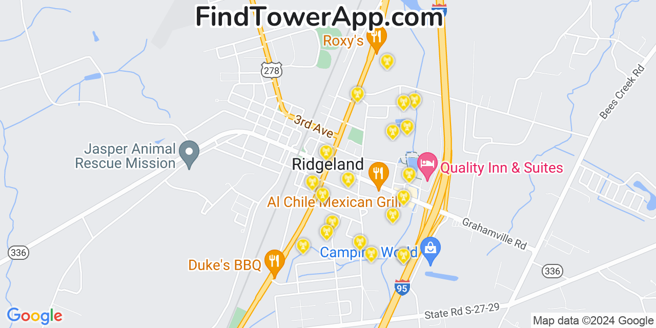 T-Mobile 4G/5G cell tower coverage map Ridgeland, South Carolina