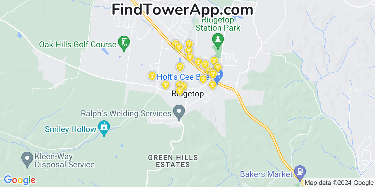 T-Mobile 4G/5G cell tower coverage map Ridgetop, Tennessee