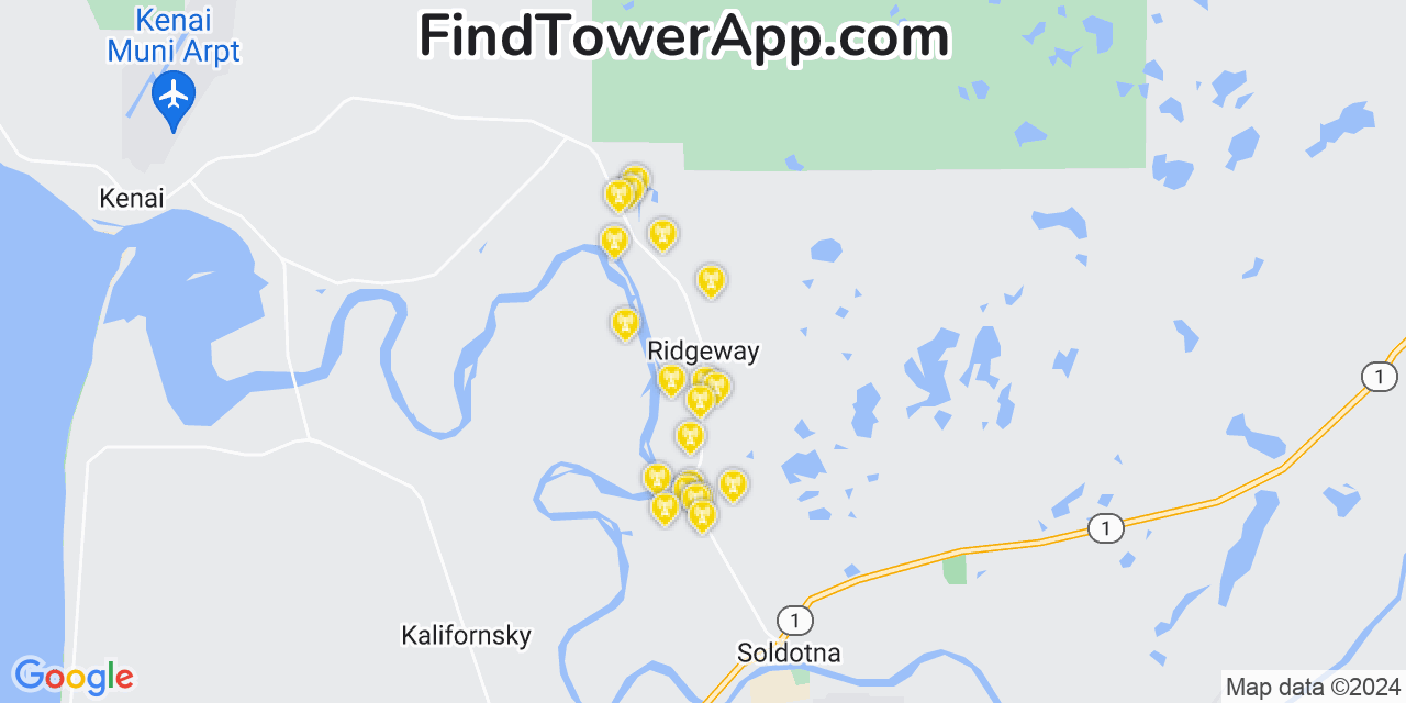 T-Mobile 4G/5G cell tower coverage map Ridgeway, Alaska