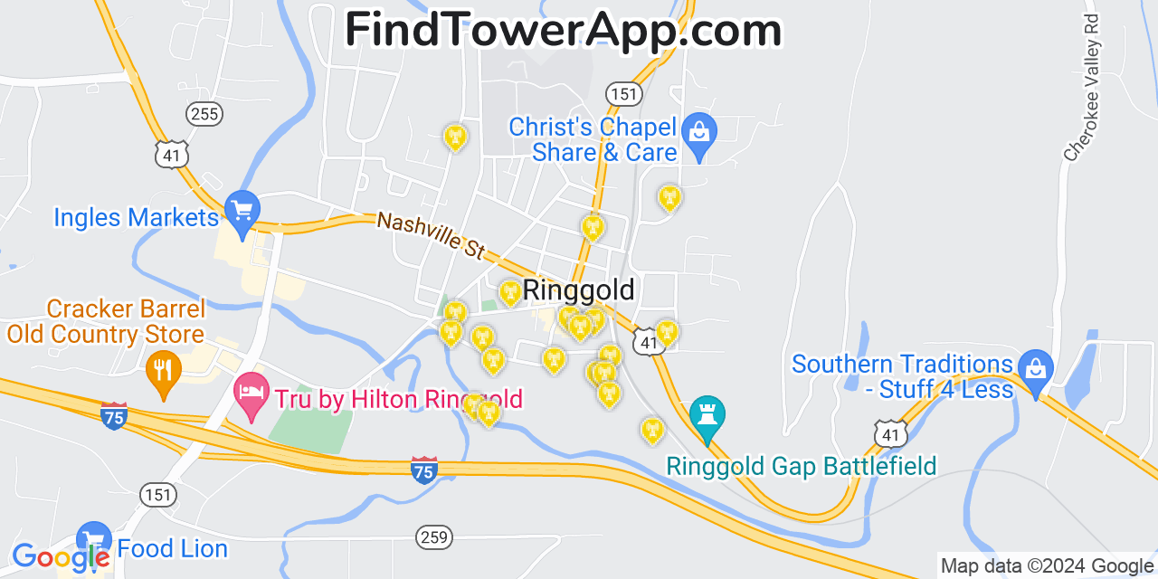 T-Mobile 4G/5G cell tower coverage map Ringgold, Georgia