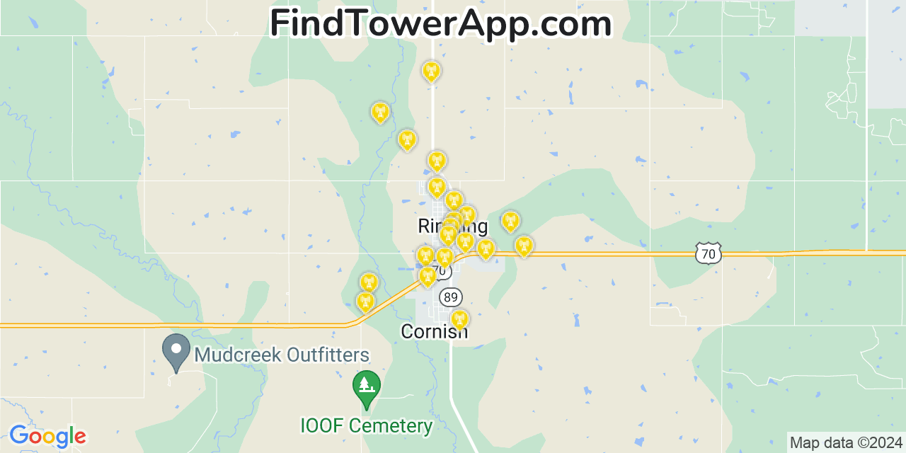 AT&T 4G/5G cell tower coverage map Ringling, Oklahoma