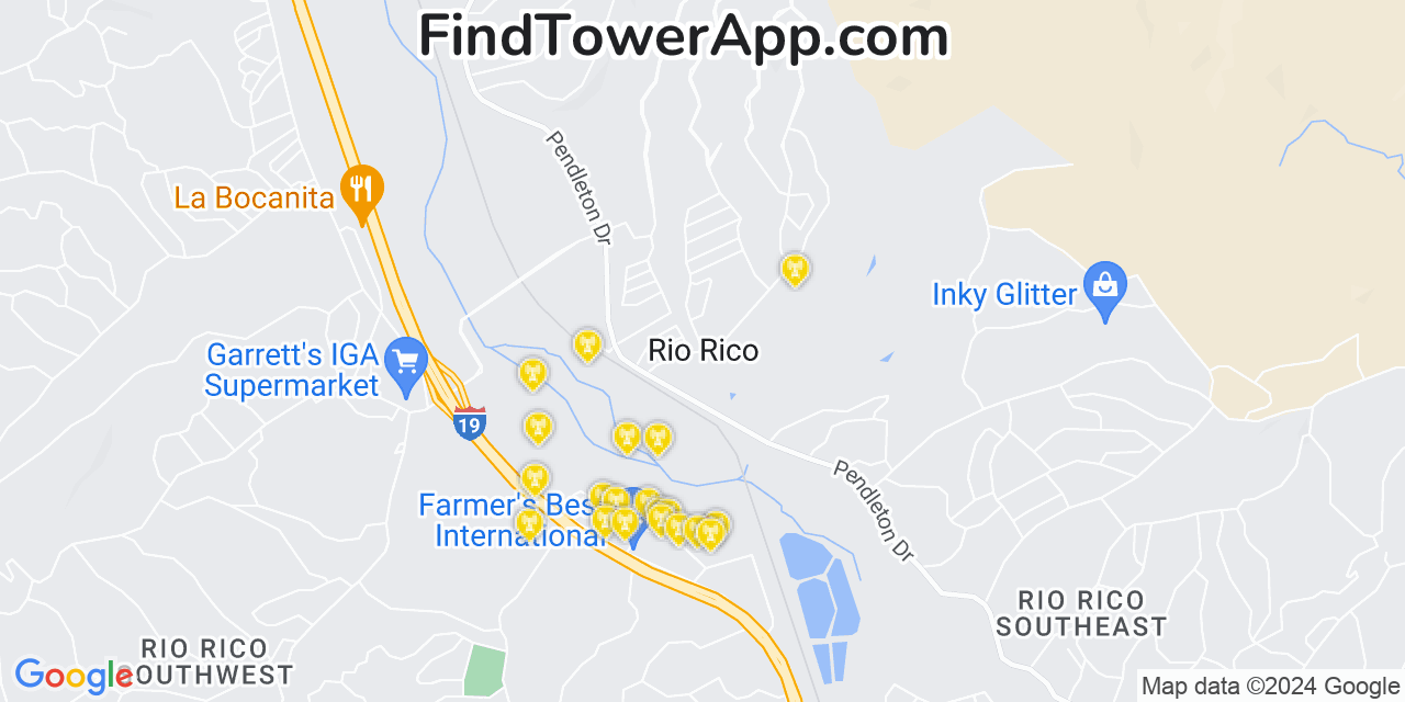 Verizon 4G/5G cell tower coverage map Rio Rico, Arizona