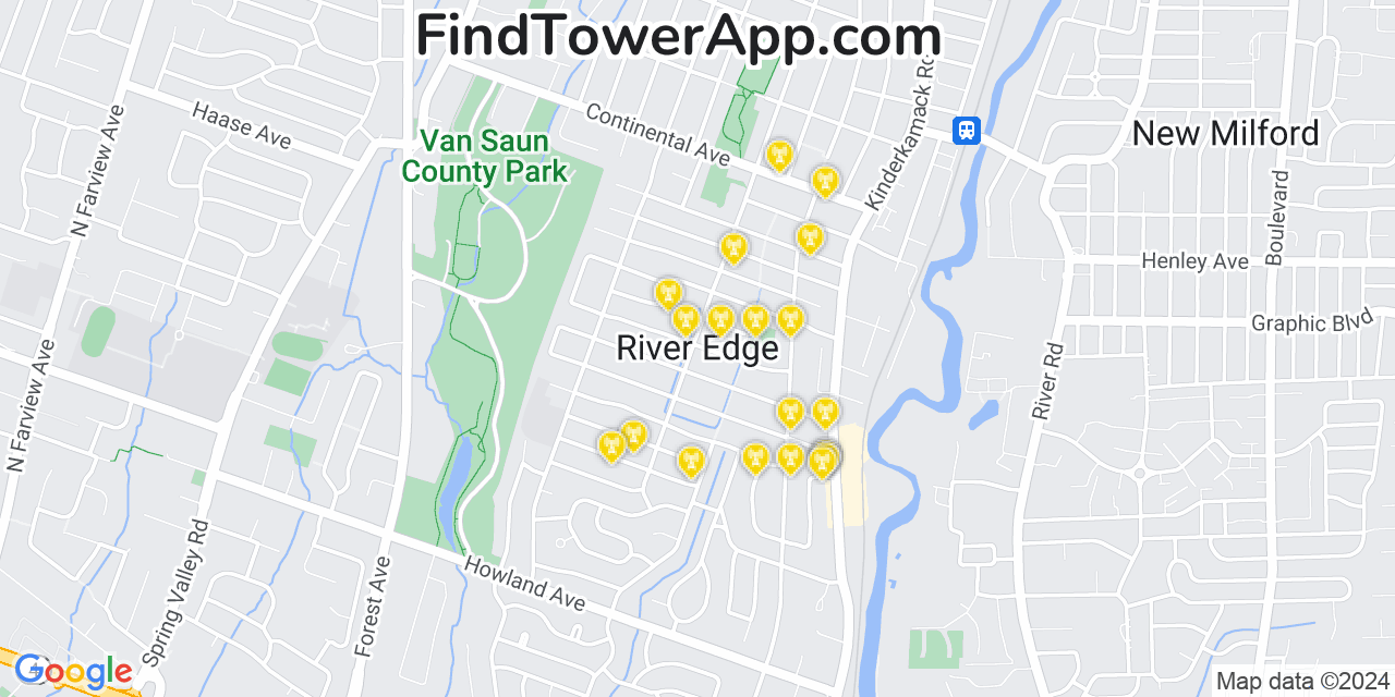 AT&T 4G/5G cell tower coverage map River Edge, New Jersey