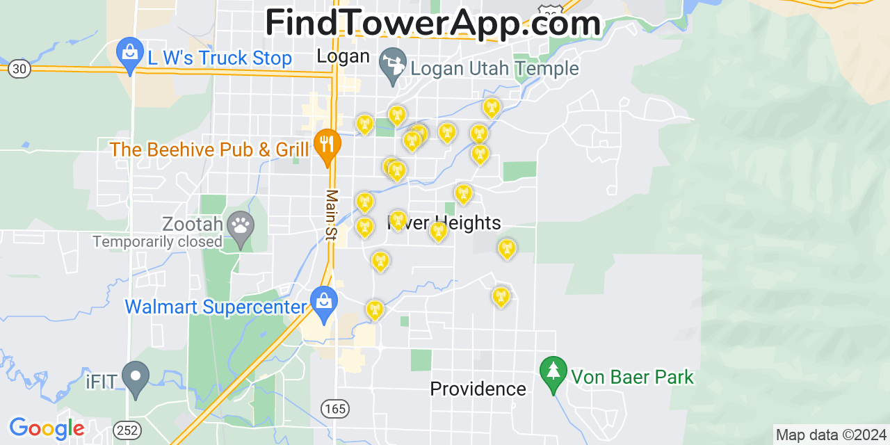AT&T 4G/5G cell tower coverage map River Heights, Utah