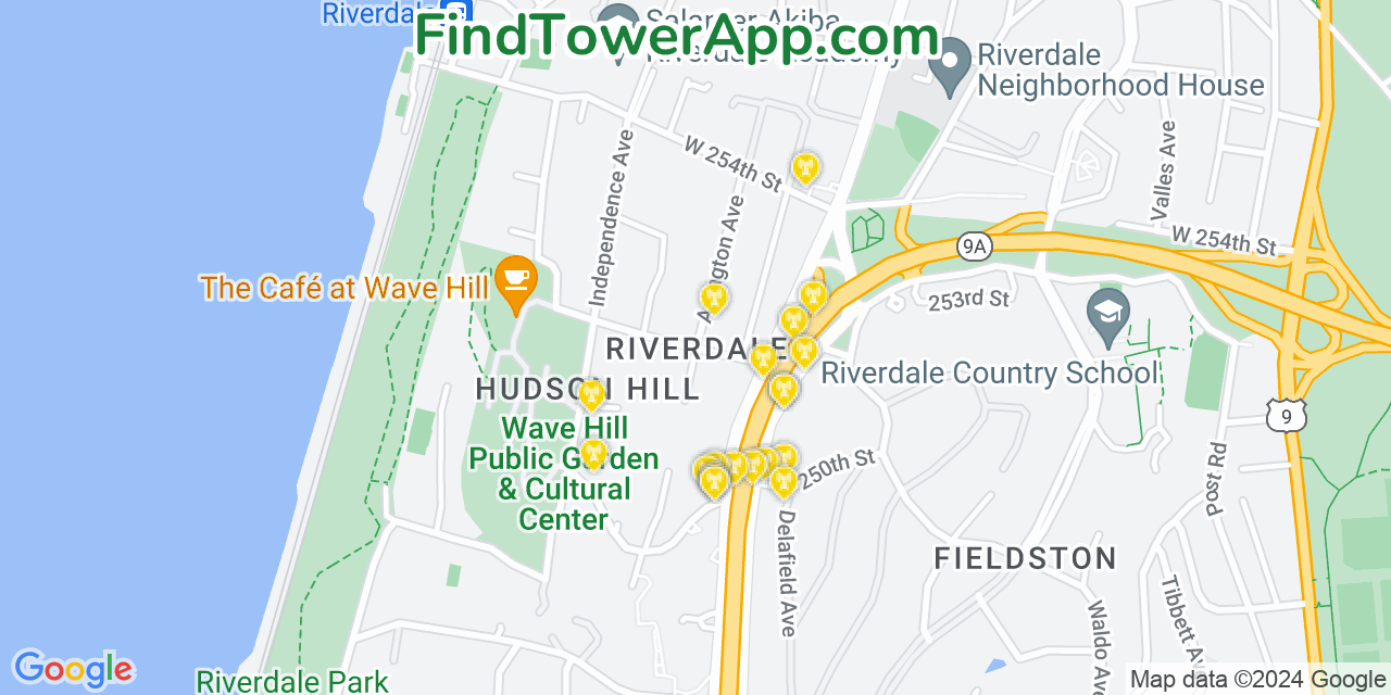 AT&T 4G/5G cell tower coverage map Riverdale, New York