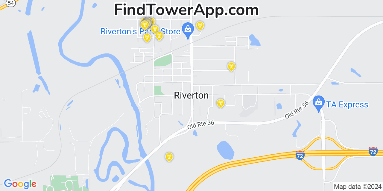 AT&T 4G/5G cell tower coverage map Riverton, Illinois