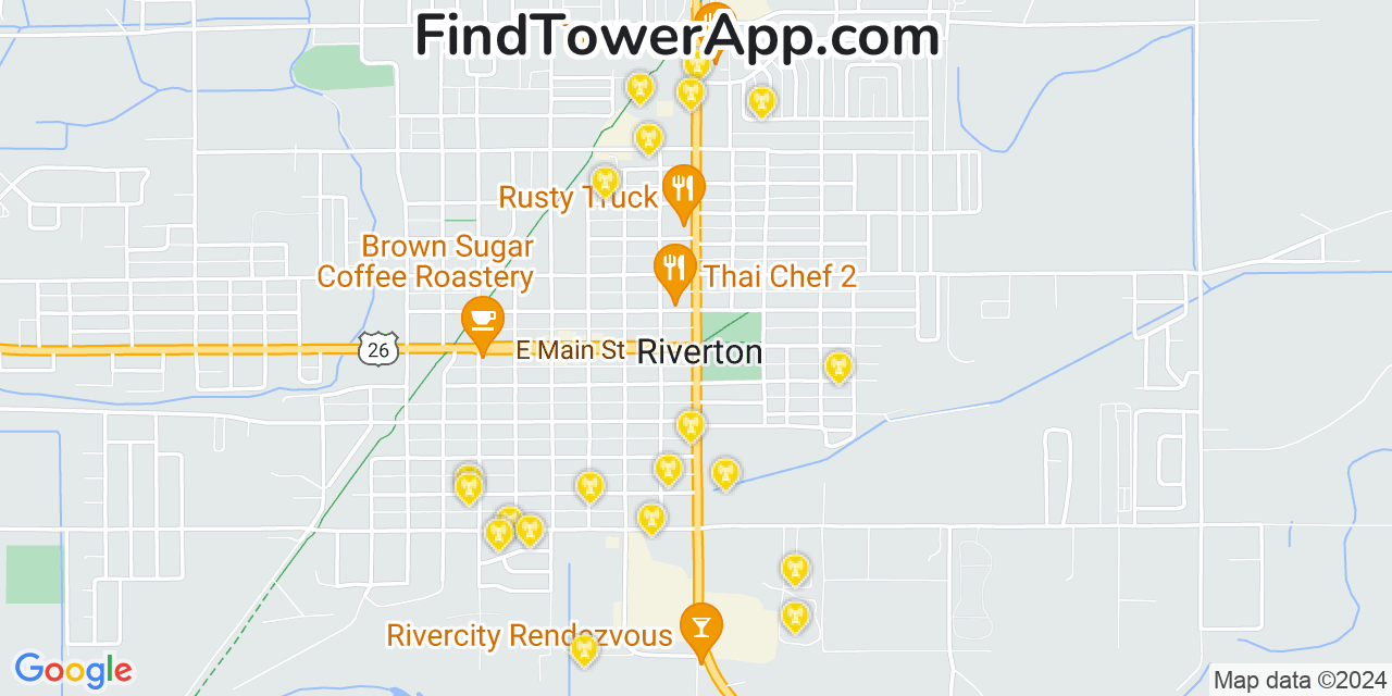 AT&T 4G/5G cell tower coverage map Riverton, Wyoming