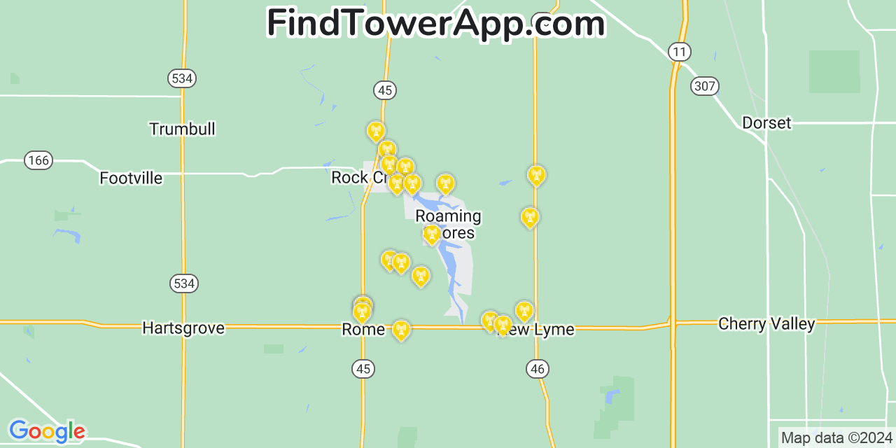 T-Mobile 4G/5G cell tower coverage map Roaming Shores, Ohio