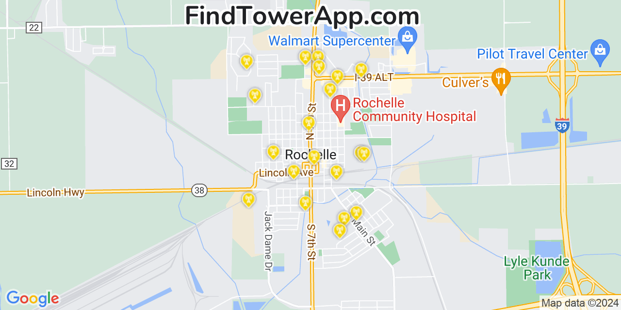 Verizon 4G/5G cell tower coverage map Rochelle, Illinois