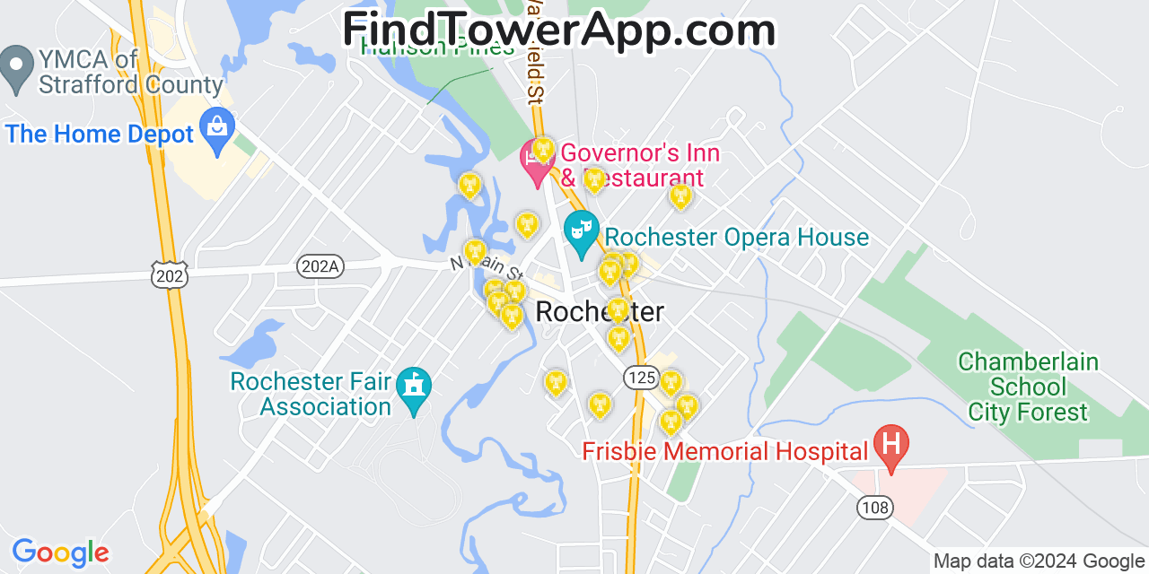 T-Mobile 4G/5G cell tower coverage map Rochester, New Hampshire