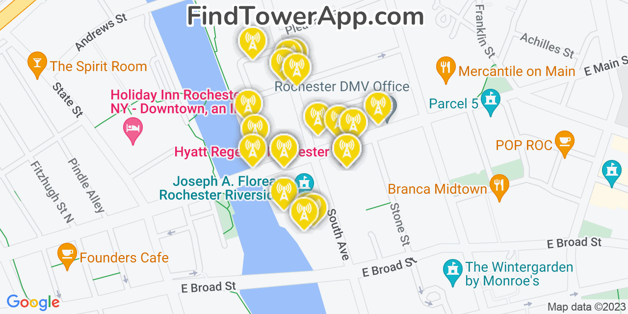 Verizon 4G/5G cell tower coverage map Rochester, New York