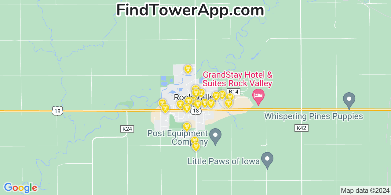AT&T 4G/5G cell tower coverage map Rock Valley, Iowa
