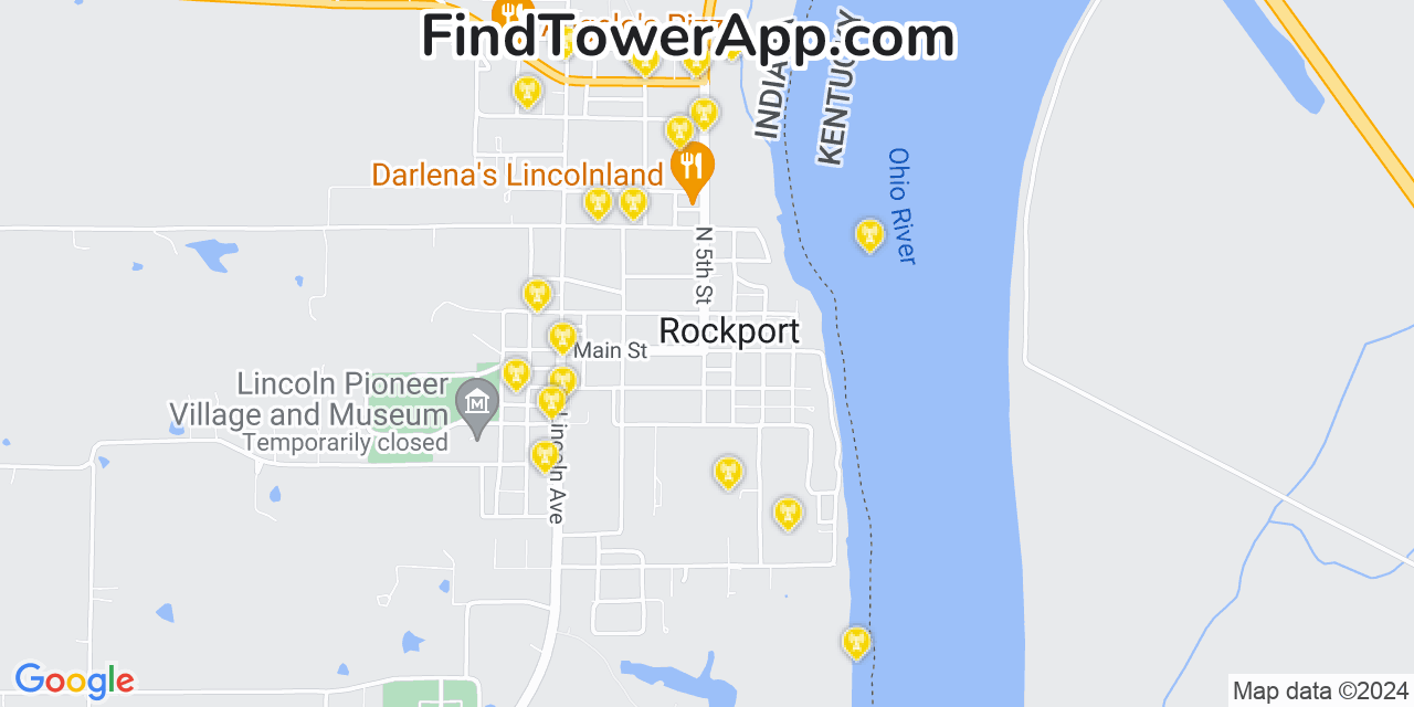 Verizon 4G/5G cell tower coverage map Rockport, Indiana