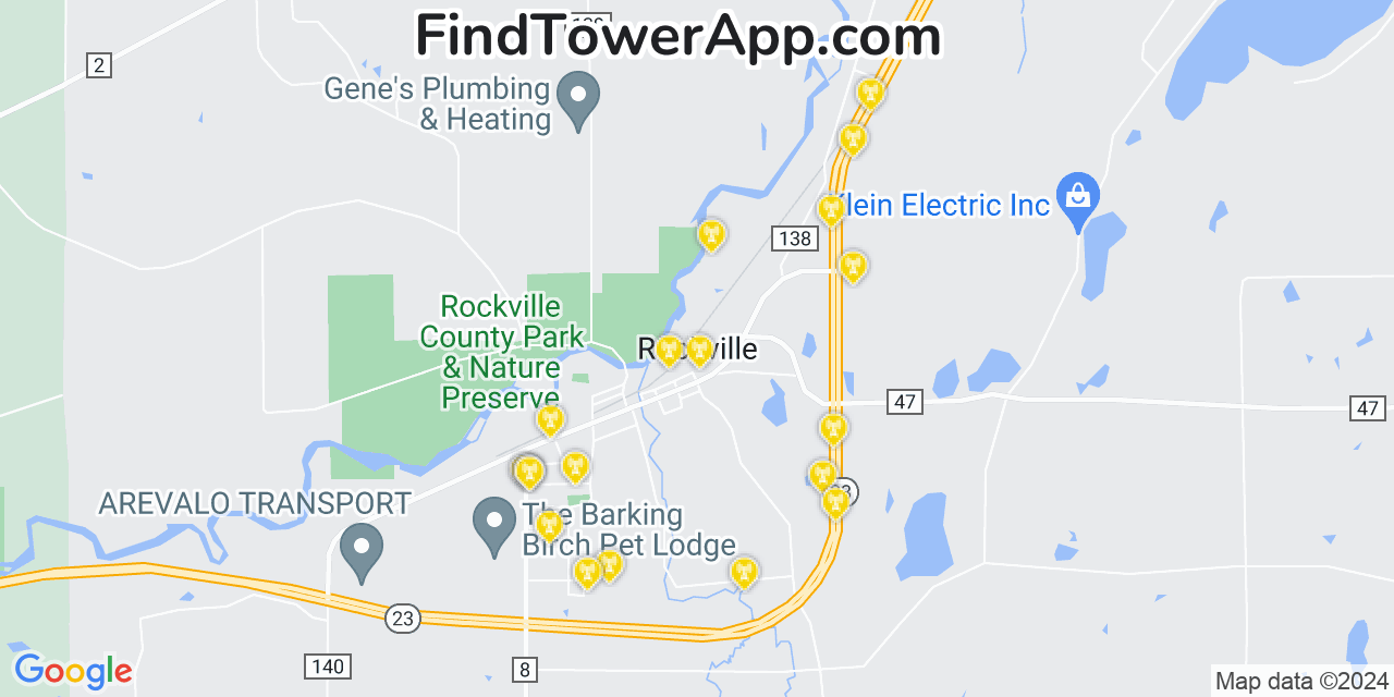AT&T 4G/5G cell tower coverage map Rockville, Minnesota