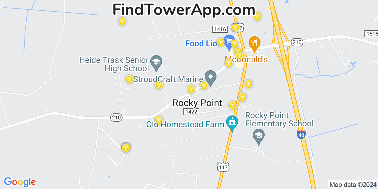 T-Mobile 4G/5G cell tower coverage map Rocky Point, North Carolina