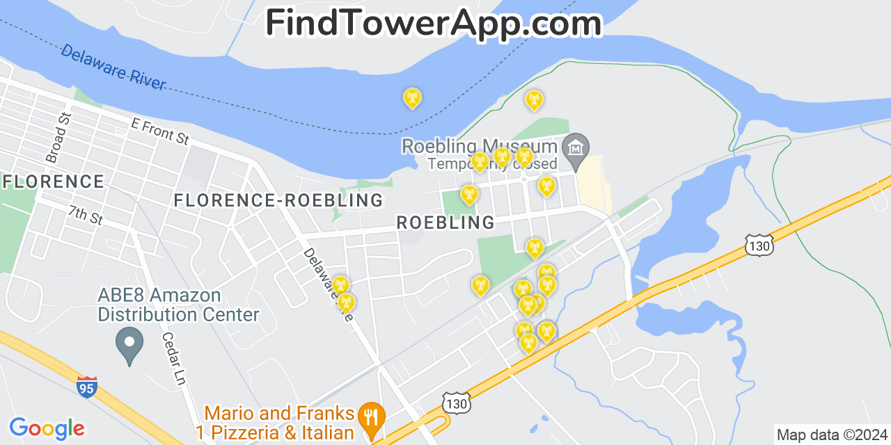 T-Mobile 4G/5G cell tower coverage map Roebling, New Jersey