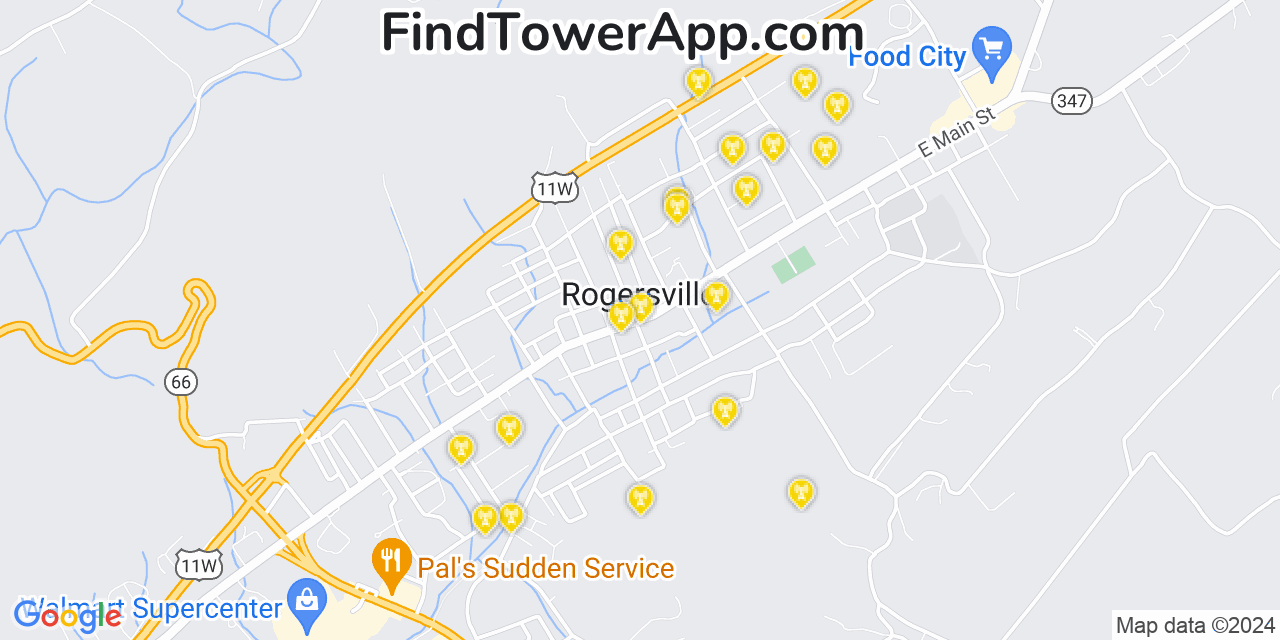 T-Mobile 4G/5G cell tower coverage map Rogersville, Tennessee