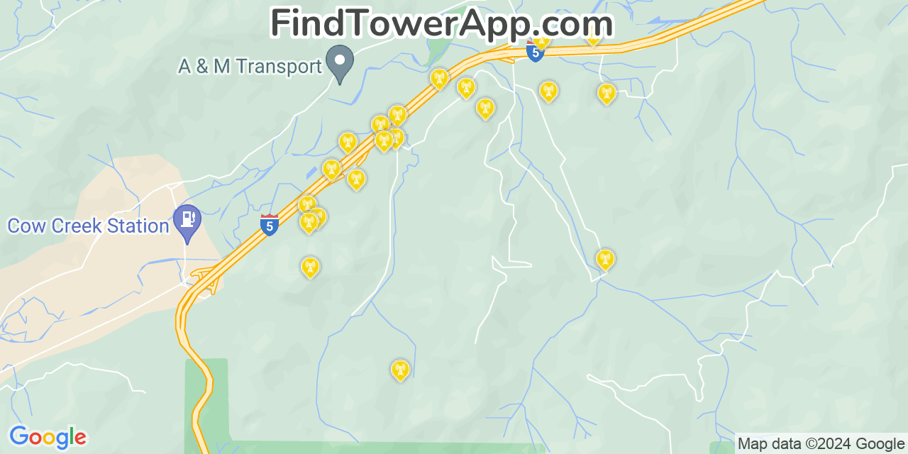 AT&T 4G/5G cell tower coverage map Rogue River, Oregon