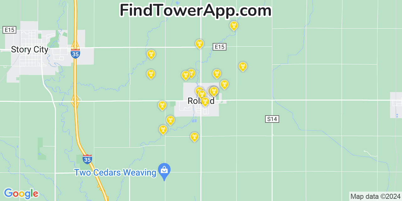 Verizon 4G/5G cell tower coverage map Roland, Iowa