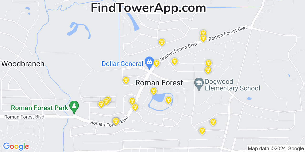 T-Mobile 4G/5G cell tower coverage map Roman Forest, Texas
