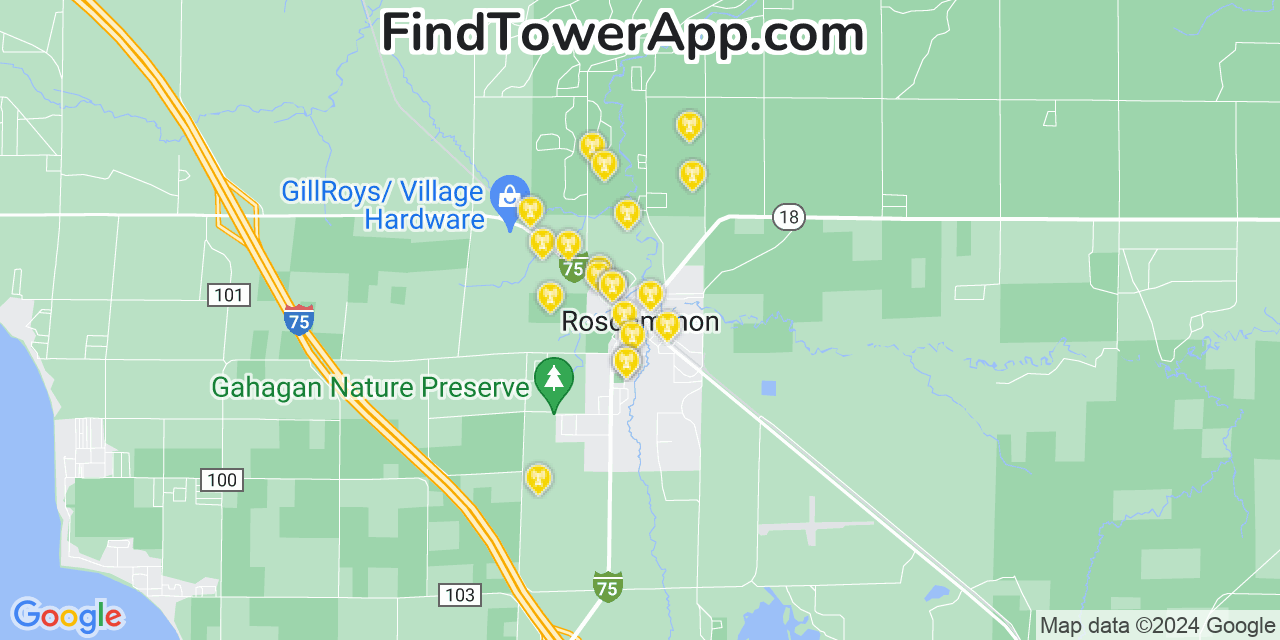 T-Mobile 4G/5G cell tower coverage map Roscommon, Michigan