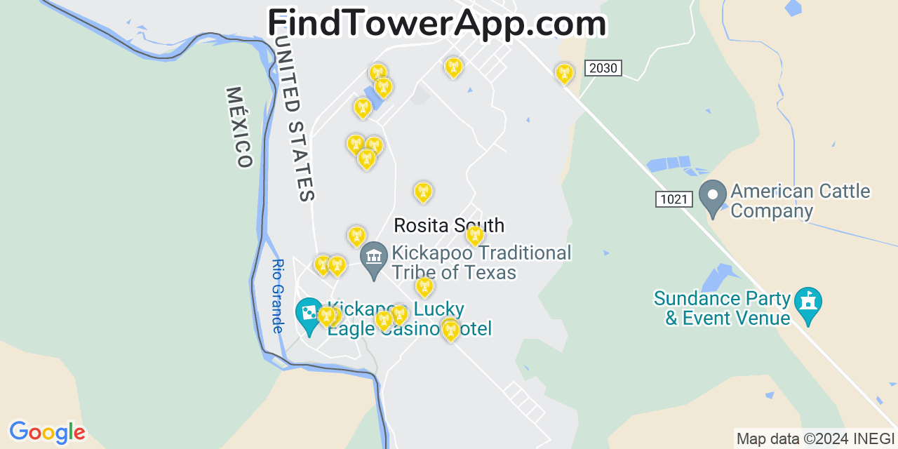 AT&T 4G/5G cell tower coverage map Rosita South, Texas