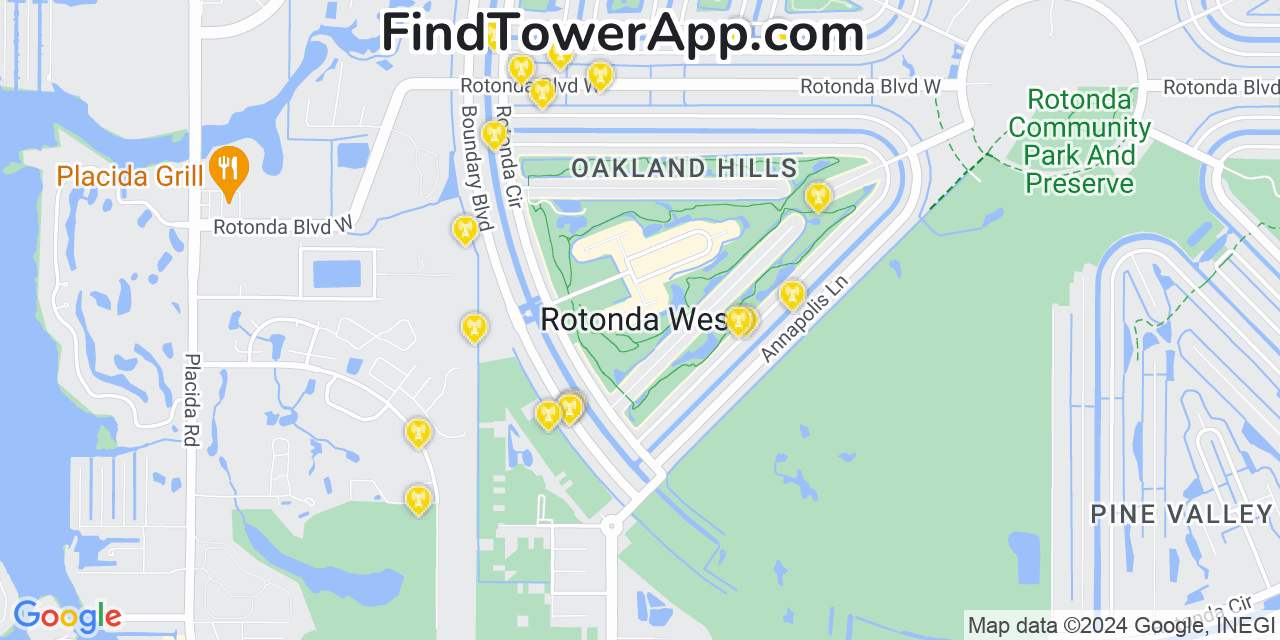 AT&T 4G/5G cell tower coverage map Rotonda West, Florida