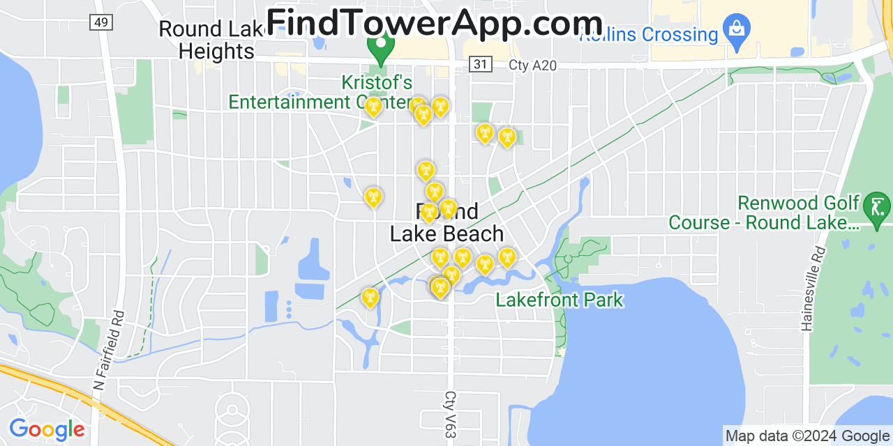T-Mobile 4G/5G cell tower coverage map Round Lake Beach, Illinois