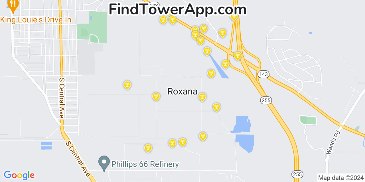 AT&T 4G/5G cell tower coverage map Roxana, Illinois