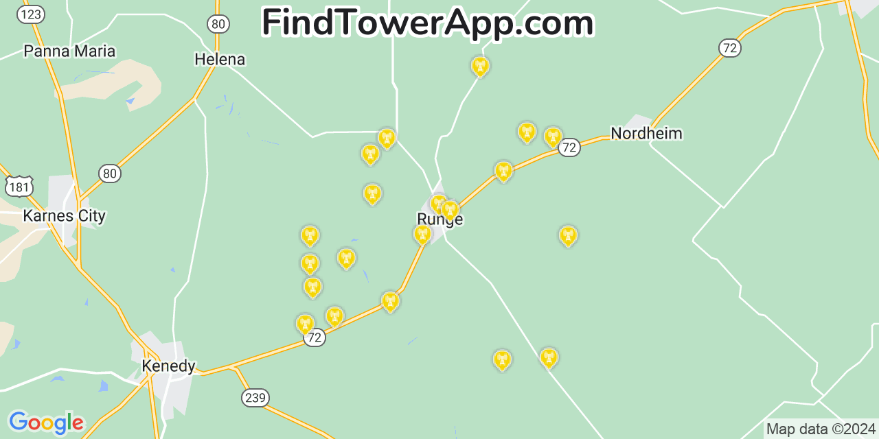 T-Mobile 4G/5G cell tower coverage map Runge, Texas
