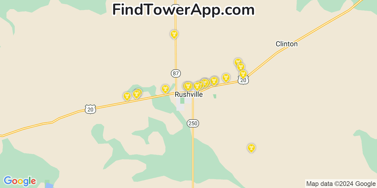 AT&T 4G/5G cell tower coverage map Rushville, Nebraska