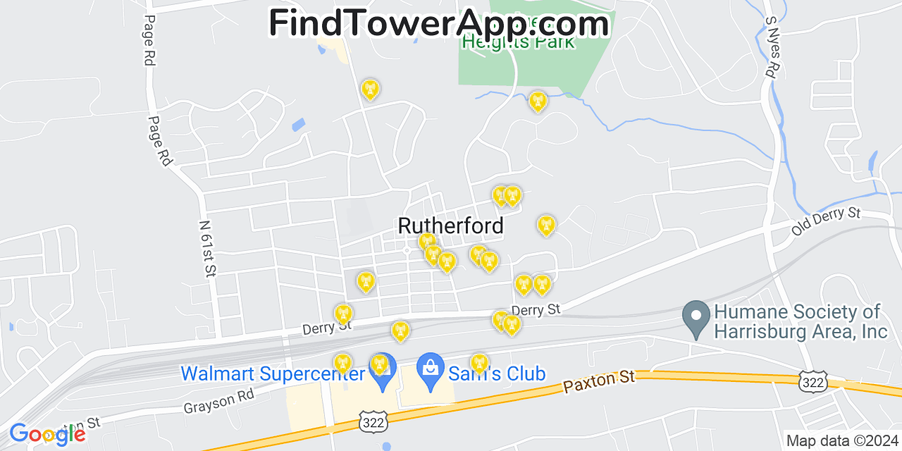 T-Mobile 4G/5G cell tower coverage map Rutherford, Pennsylvania