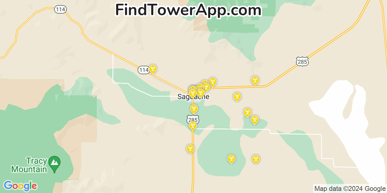 AT&T 4G/5G cell tower coverage map Saguache, Colorado