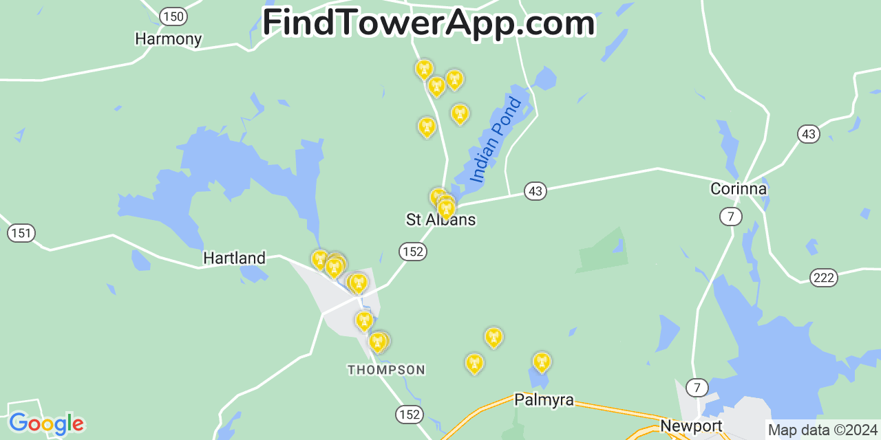AT&T 4G/5G cell tower coverage map Saint Albans, Maine