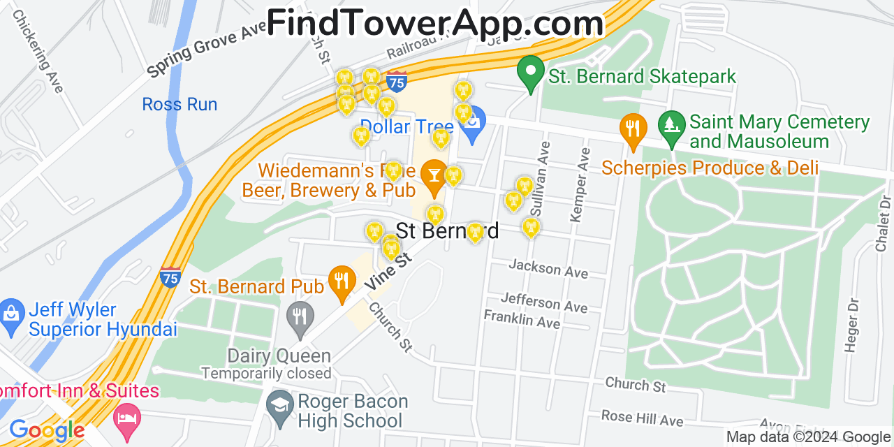 T-Mobile 4G/5G cell tower coverage map Saint Bernard, Ohio
