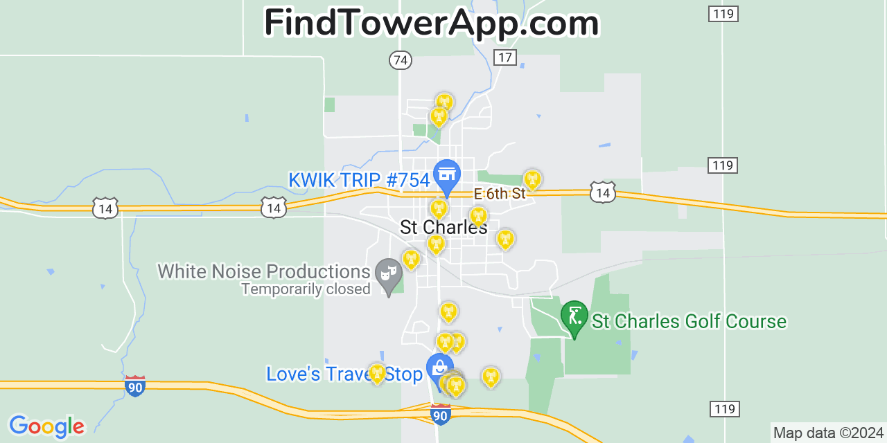 Verizon 4G/5G cell tower coverage map Saint Charles, Minnesota