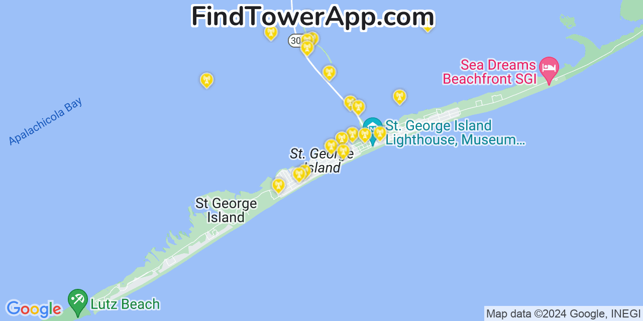 AT&T 4G/5G cell tower coverage map Saint George, Florida