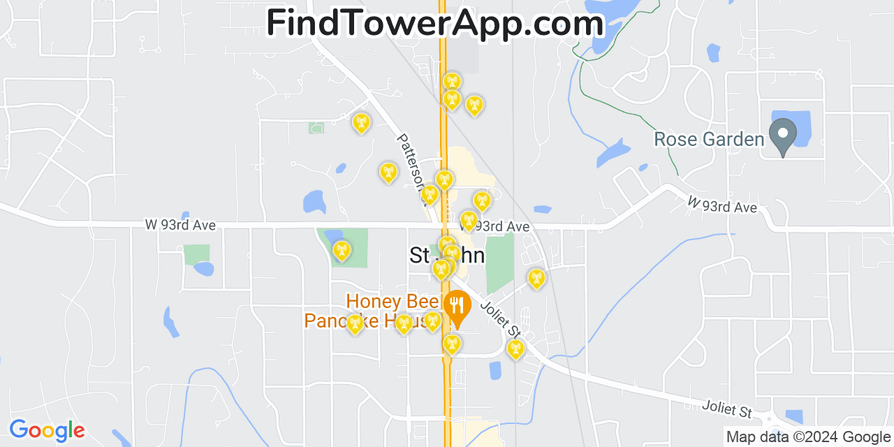 AT&T 4G/5G cell tower coverage map Saint John, Indiana
