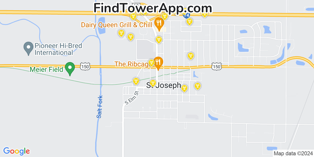 AT&T 4G/5G cell tower coverage map Saint Joseph, Illinois