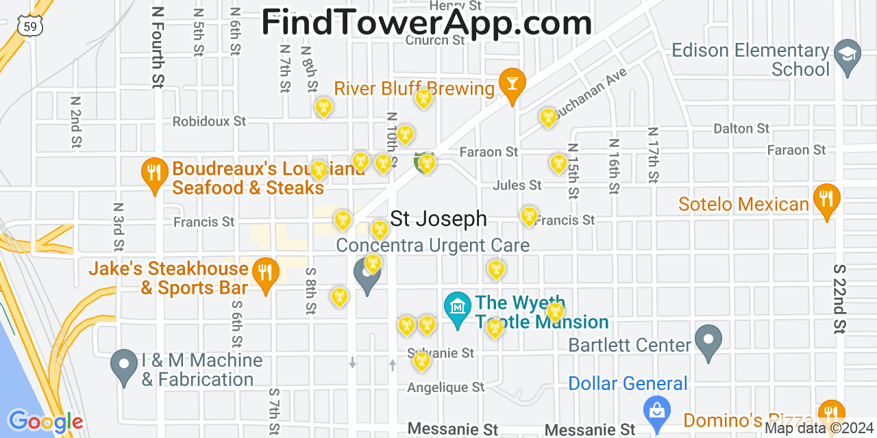 AT&T 4G/5G cell tower coverage map Saint Joseph, Missouri