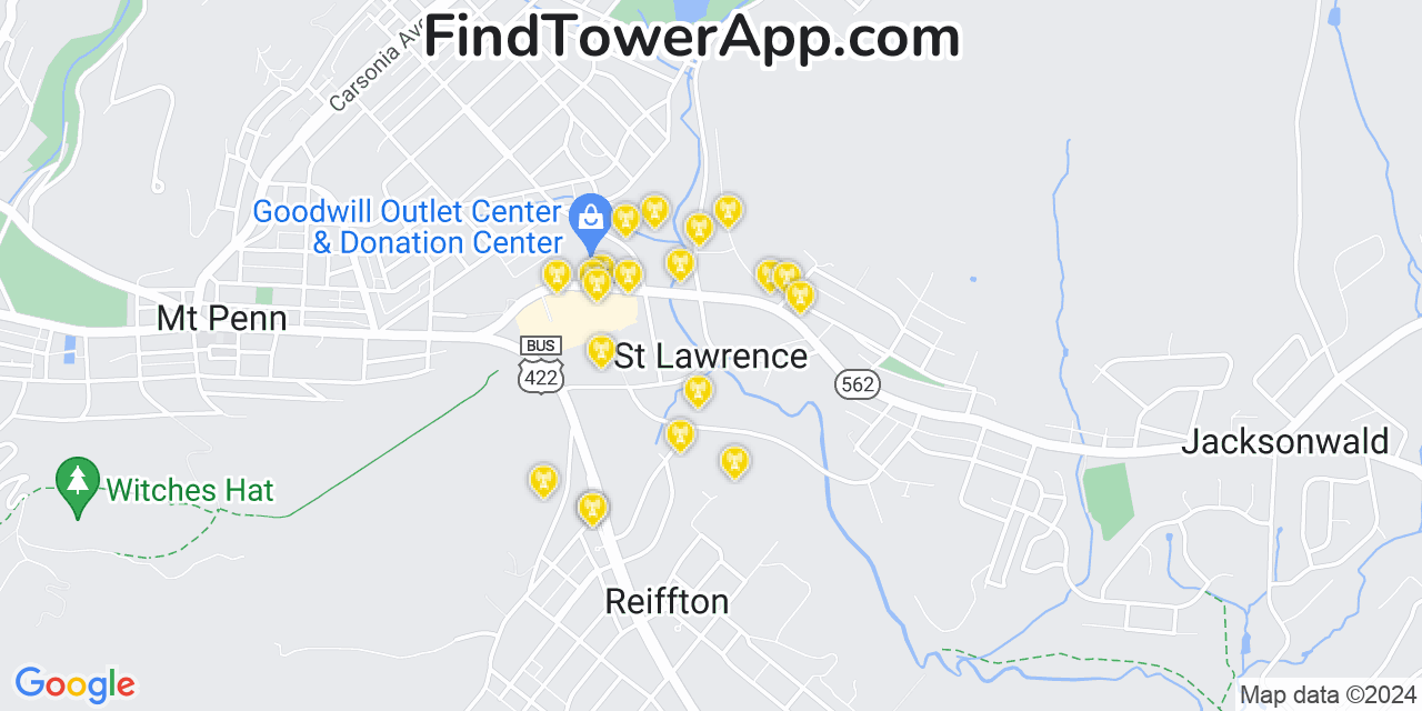 T-Mobile 4G/5G cell tower coverage map Saint Lawrence, Pennsylvania