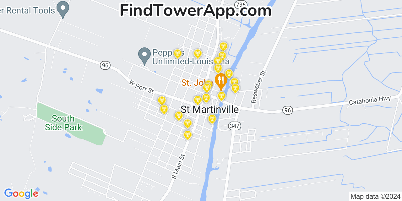 AT&T 4G/5G cell tower coverage map Saint Martinville, Louisiana