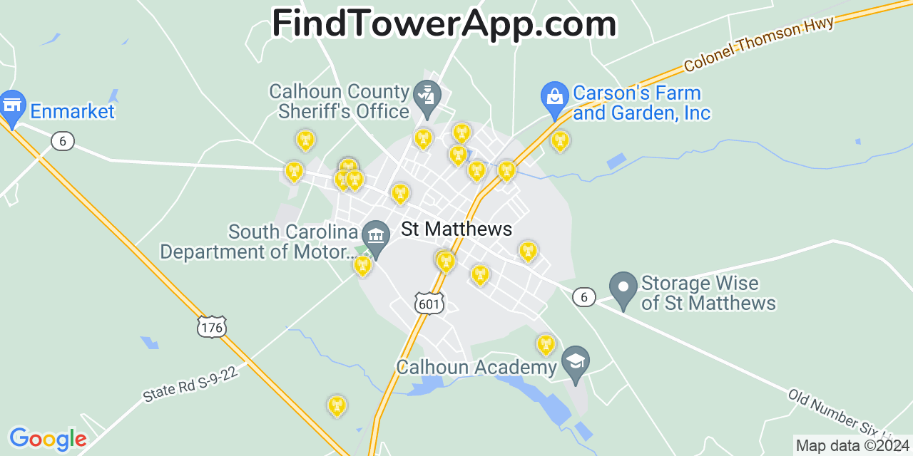 T-Mobile 4G/5G cell tower coverage map Saint Matthews, South Carolina