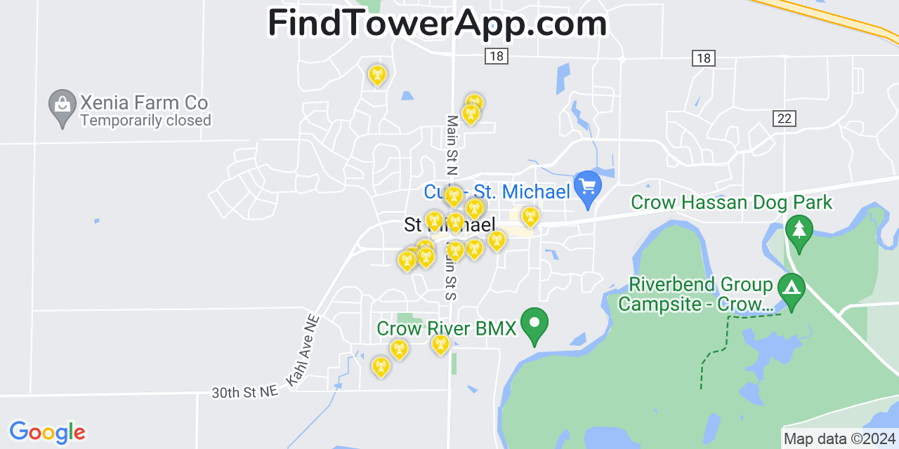 AT&T 4G/5G cell tower coverage map Saint Michael, Minnesota