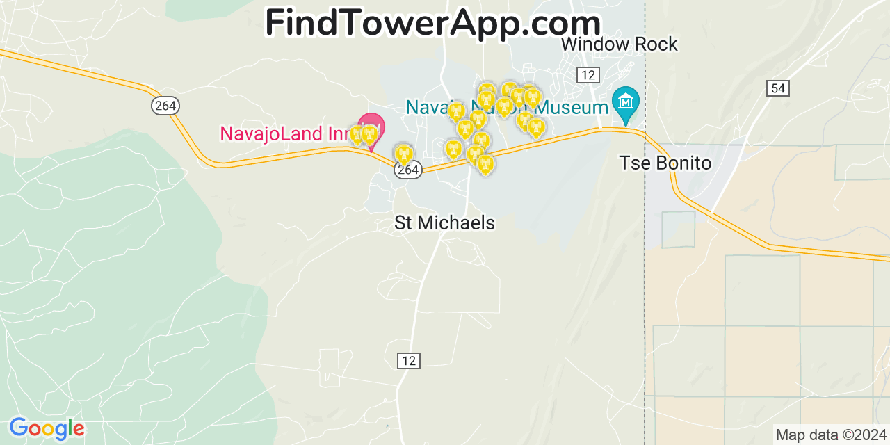 AT&T 4G/5G cell tower coverage map Saint Michaels, Arizona