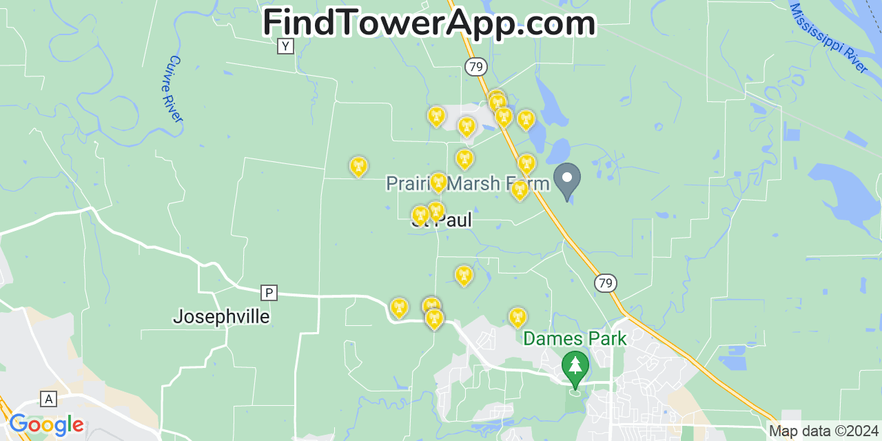 AT&T 4G/5G cell tower coverage map Saint Paul, Missouri