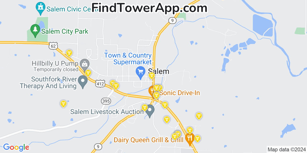 AT&T 4G/5G cell tower coverage map Salem, Arkansas